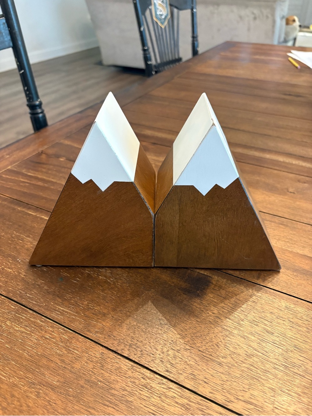 Wooden Mountain Peak Bookends Set - Woodland Nursery Decor